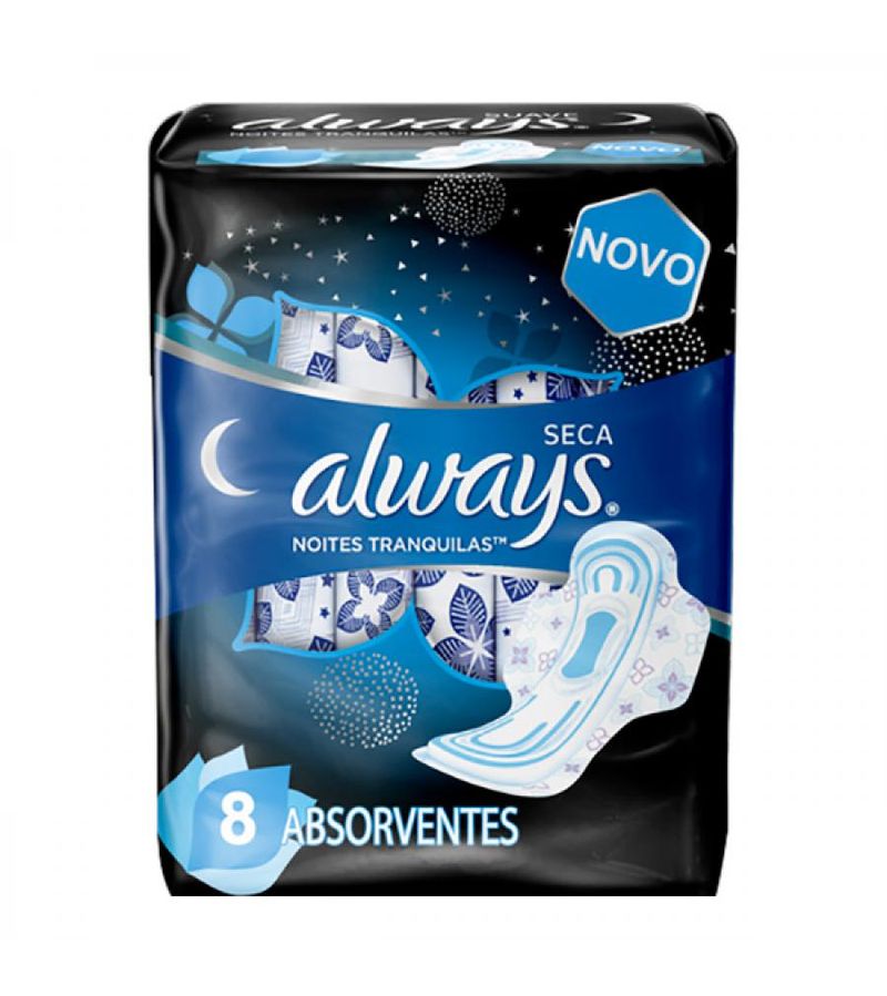 Absorvente Always Noite Longo Seca Com Abas Com 8 Unidades