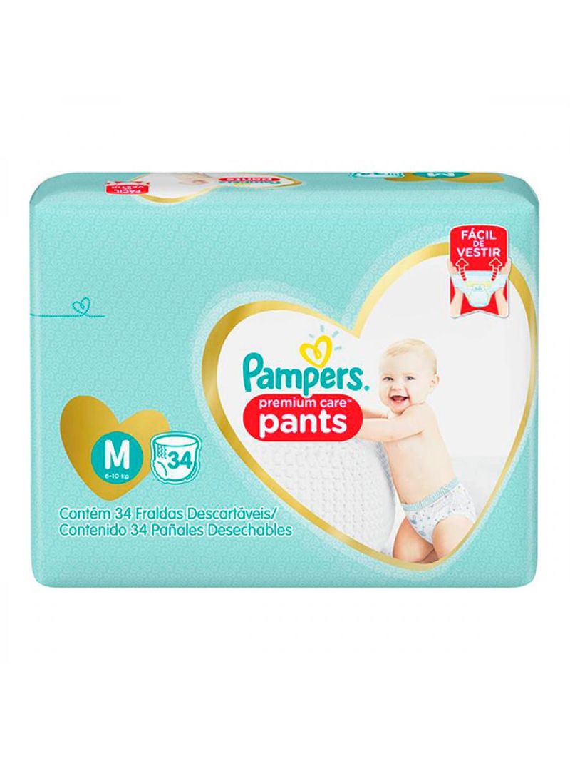 Fralda Pampers Pants Premium Care M Mega Com 34 Unidades
