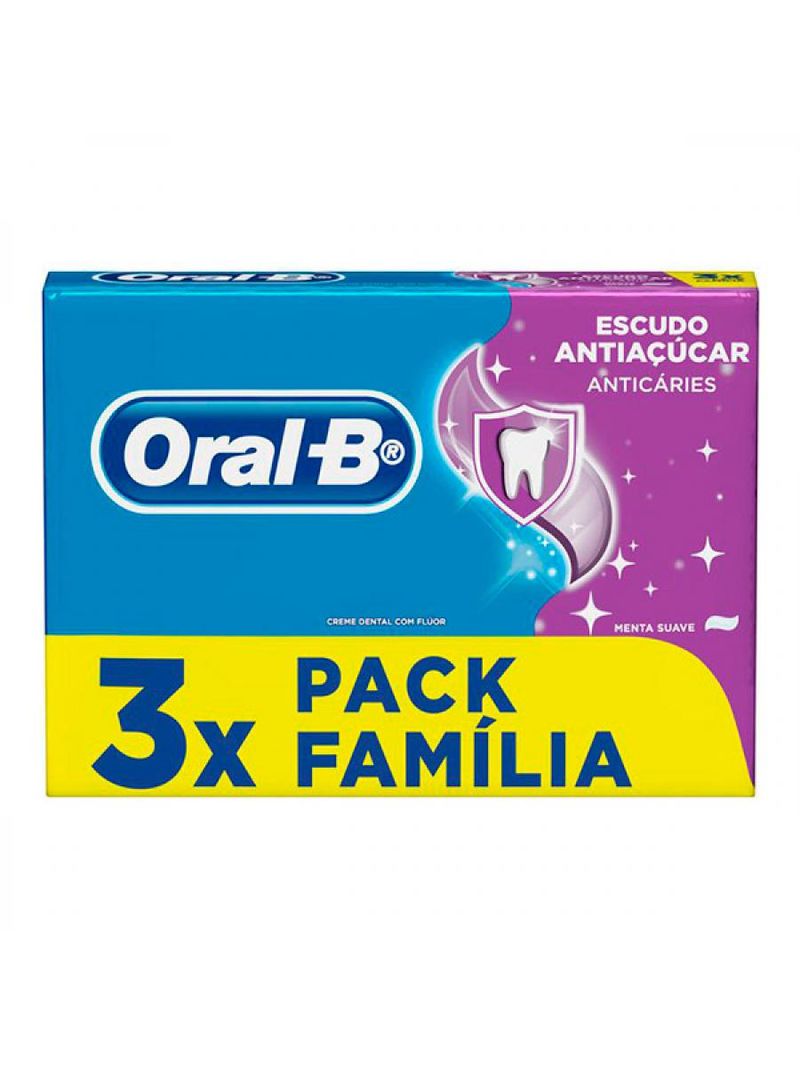 Creme Dental Oral-b Escudo Antiaçúcar 3 Unidades De 70g