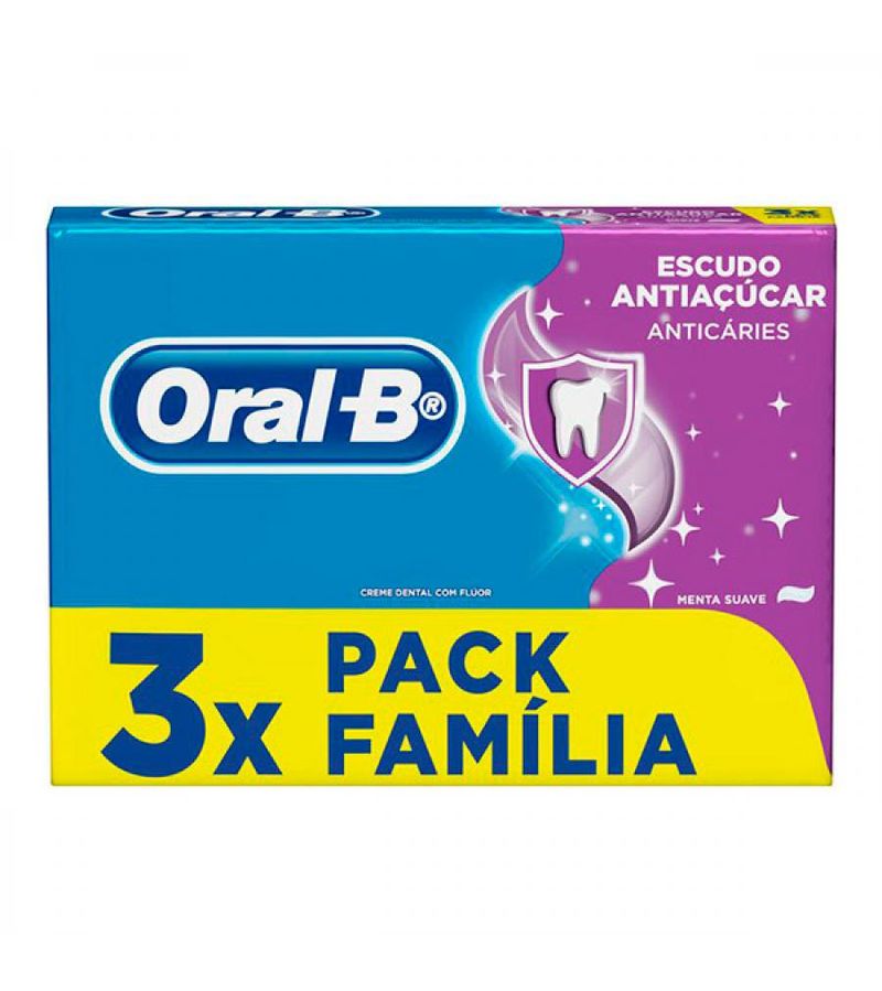 Creme Dental Oral-b Escudo Antiaçúcar 3 Unidades De 70g