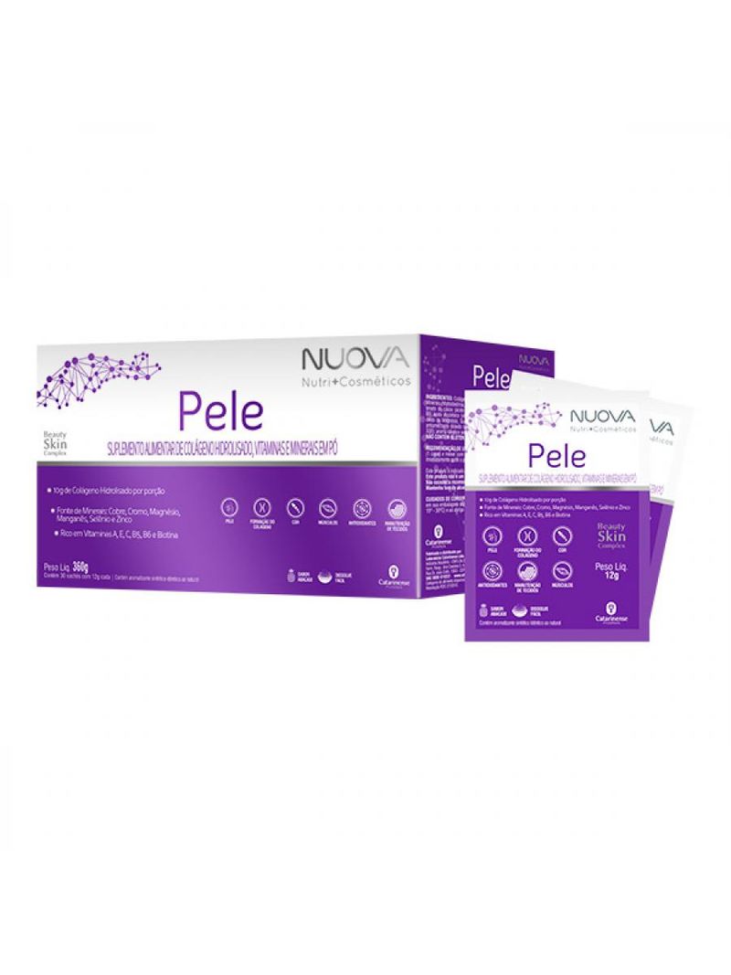 Nuova Pele Com 30 Sachês De 12g Sabor Abacaxi