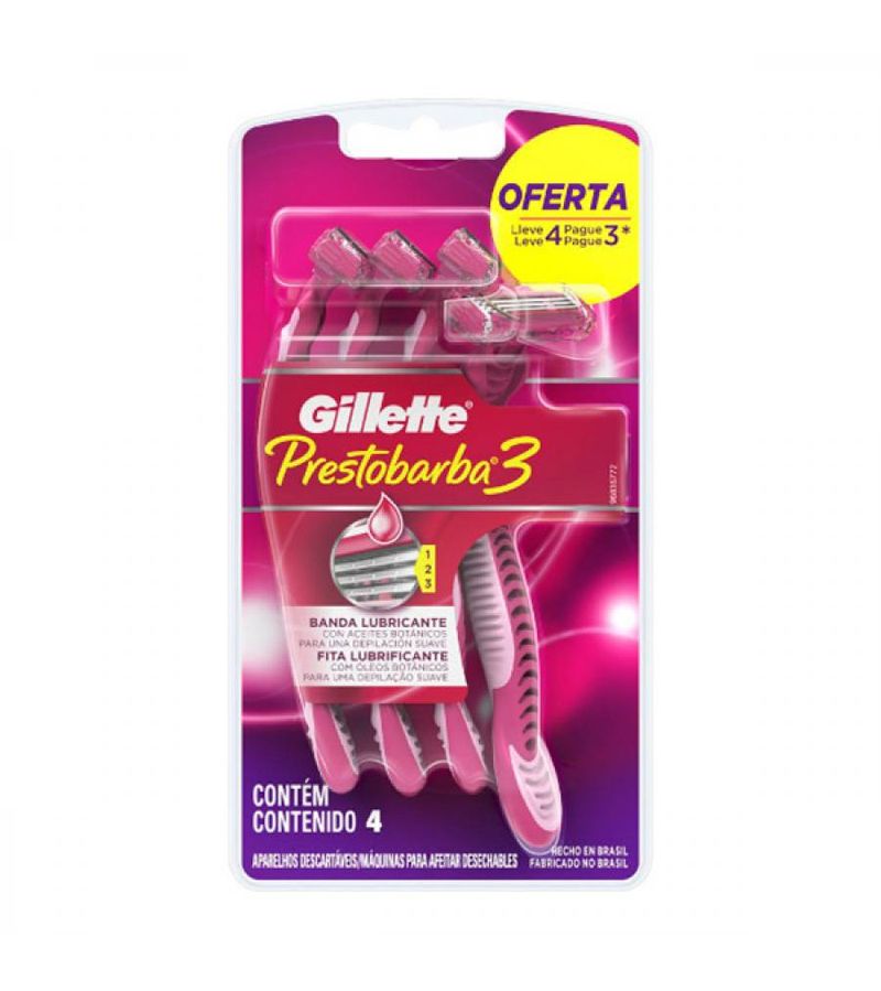 Aparelho Gillette Prestobarba 3 Feminino Leve 4 Pague 3