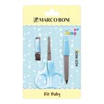 Kit Baby Marco Boni Azul Tesoura + Cortador + Lixa De Unha Azul