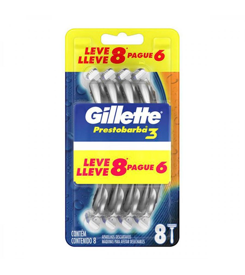 Aparelho Gillette Prestobarba 3 Leve 8 Pague 6