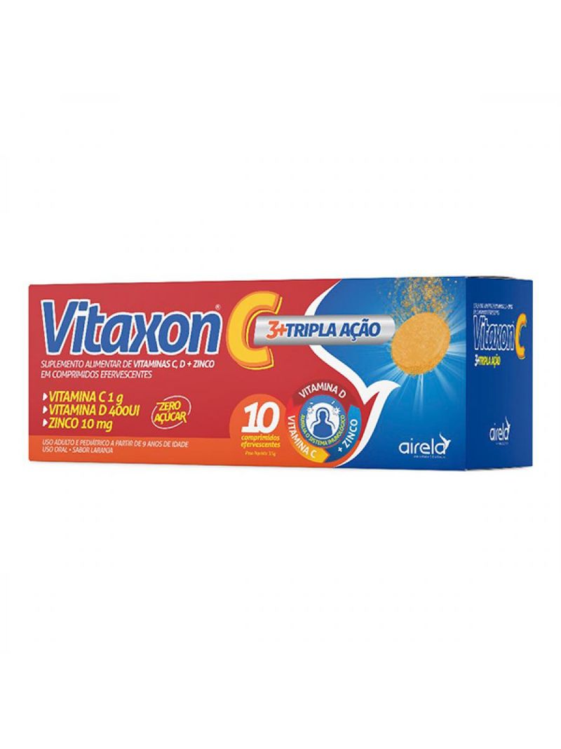 Vitaxon C Com 10 Comprimidos Efervecentes 3+tripla Acao Sabor Laranja