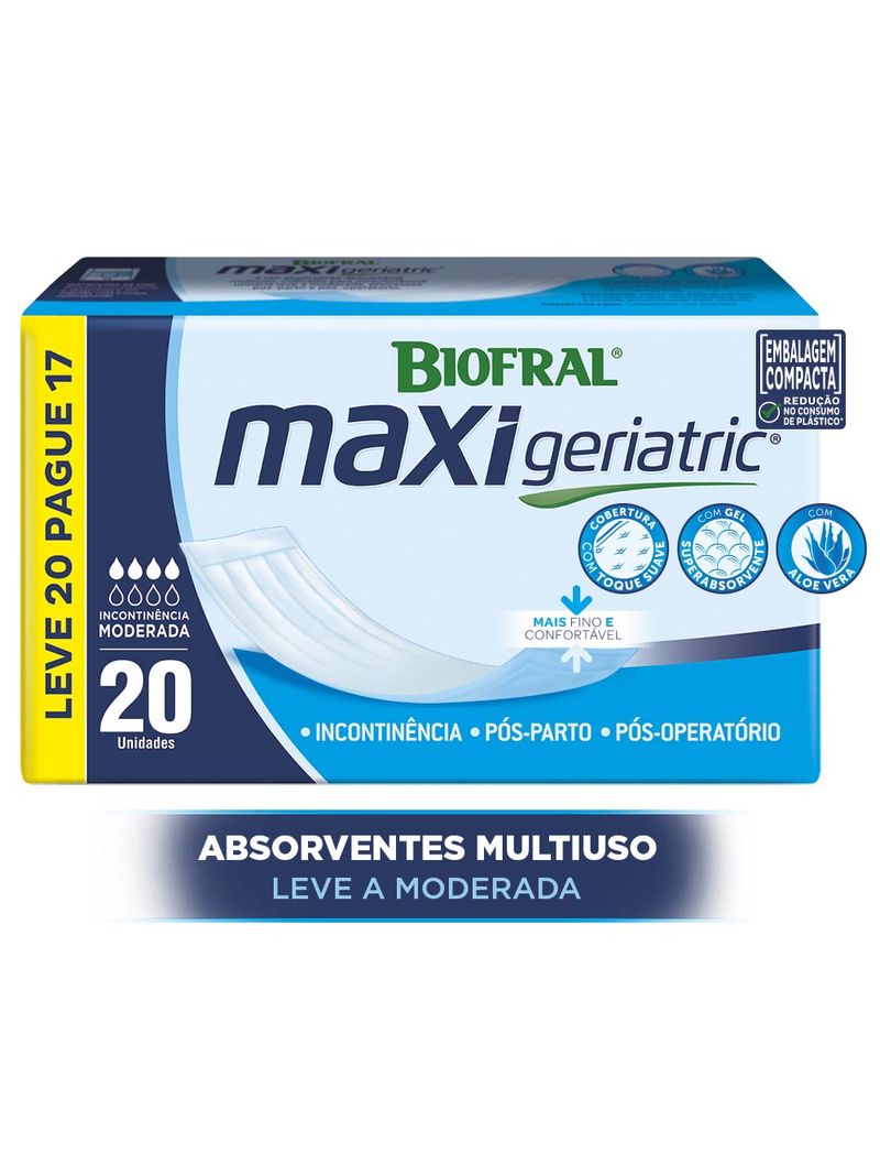 Absorventes Biofral Maxi Geriatric Leve 20 Pague 17