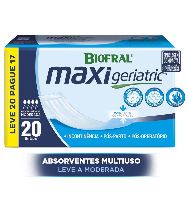 Absorventes Biofral Maxi Geriatric Leve 20 Pague 17