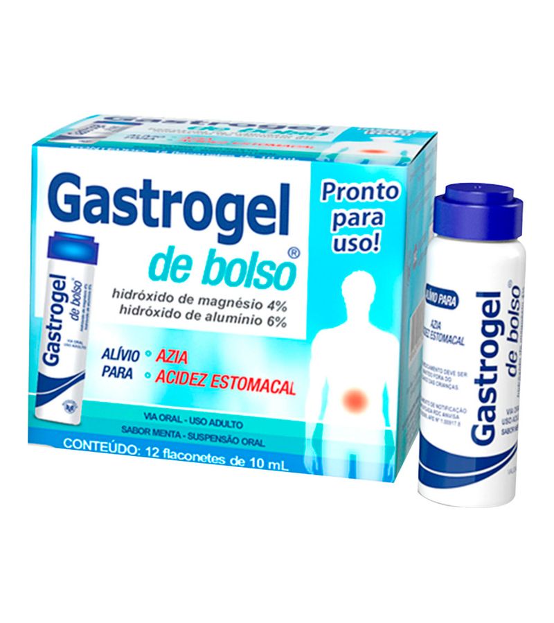 Gastrogel Suspensão Oral Sabor Menta Com 12 Flaconetes De 10ml