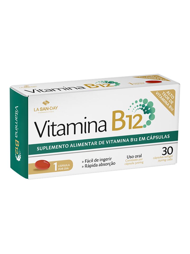 Vitamina B12 750mg Lasanday Com 30 Cápsulas Softgel