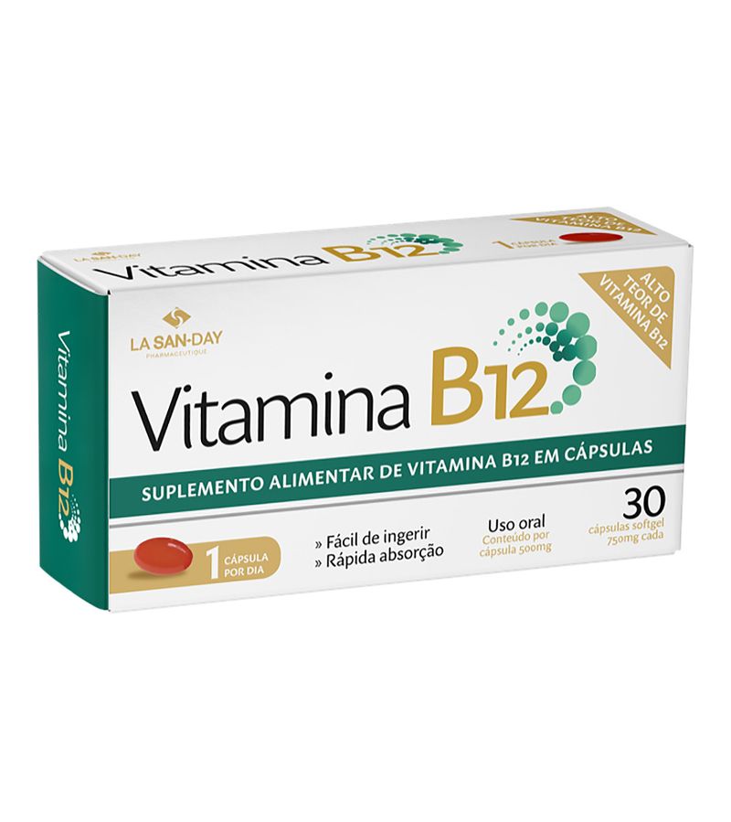 Vitamina B12 750mg Lasanday Com 30 Cápsulas Softgel