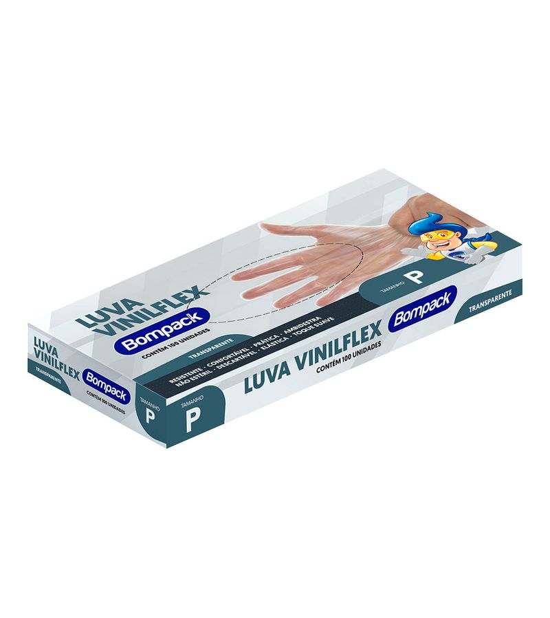 LUVA VINILFLEX COM 100 TRANSPARENTE SEM PO P