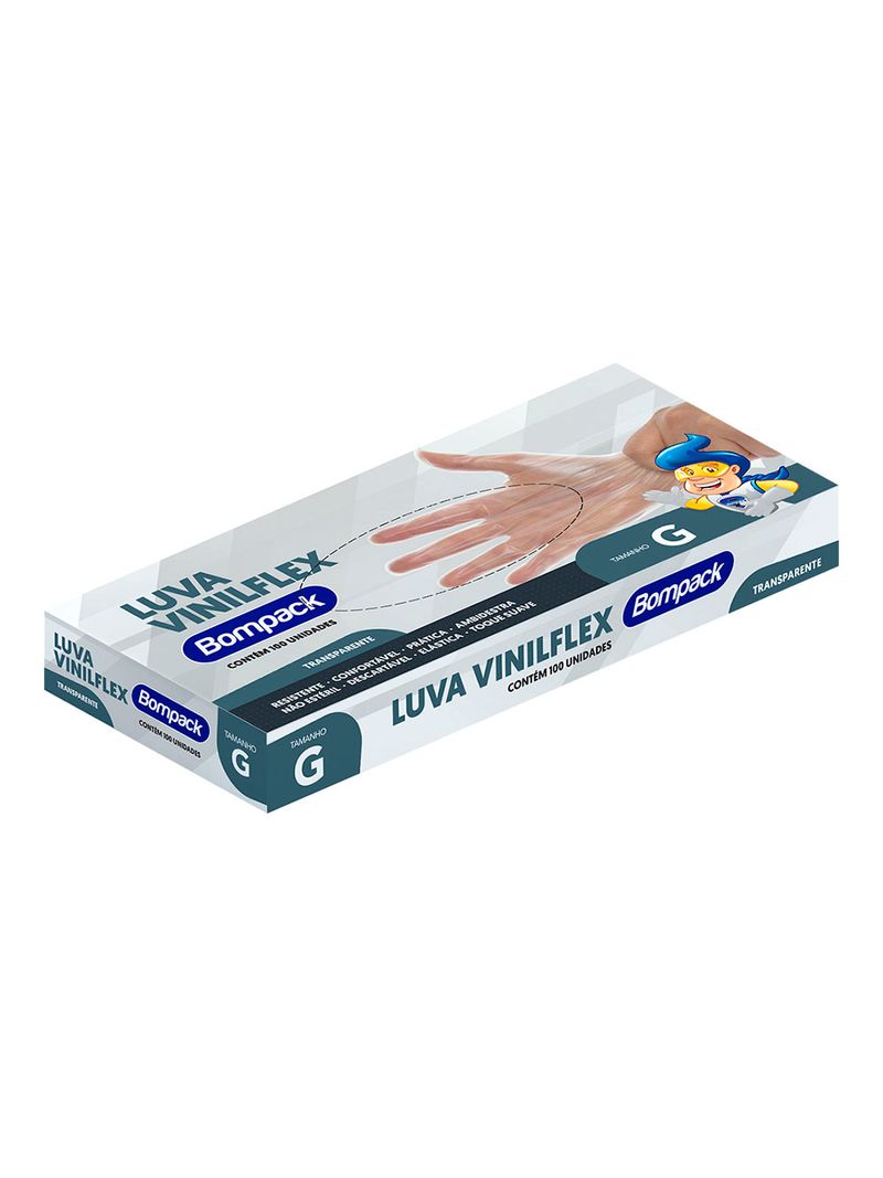 LUVA VINILFLEX COM 100 TRANSPARENTE SEM PO G