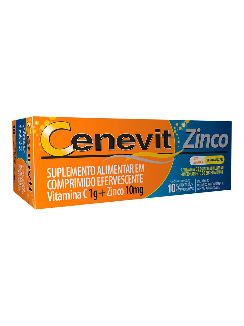 CENEVIT ZINCO COM 10 COMPRIMIDOS EFERVESCENTES 1000MG+10MG