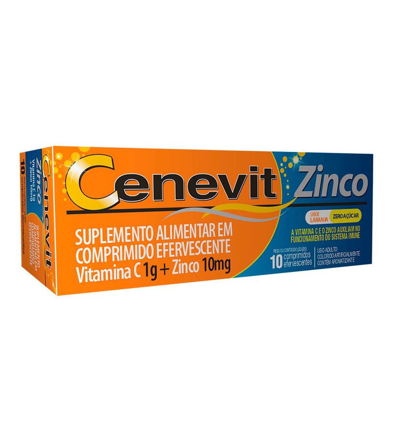 CENEVIT ZINCO COM 10 COMPRIMIDOS EFERVESCENTES 1000MG+10MG