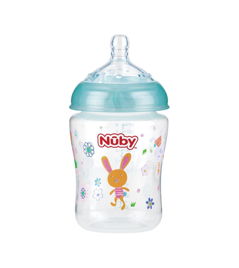 Mamadeira-Nuby-Bico-Largo-270ml-Verde-Agua