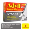 Advil 12h Analgesico Com Ibuprofeno 600mg Alivio Da Dor Muscular 6  Comprimidos