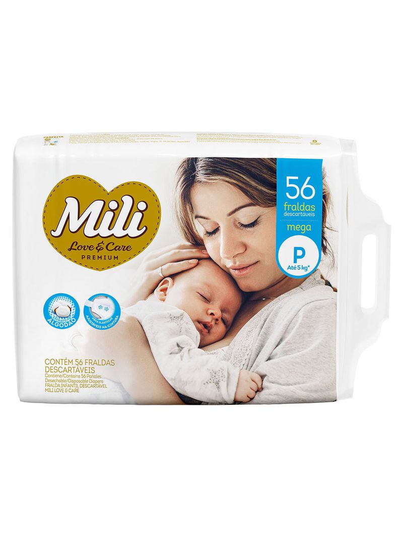 Fralda-Mili-Love-E-Care-P-Mega-Com-56-Unidades
