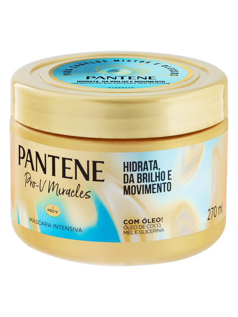Mascara-Para-Tratamento-Pantene-Pro-v-Miracles-270ml-Hidrata-Da-Brilho--E-Movimento