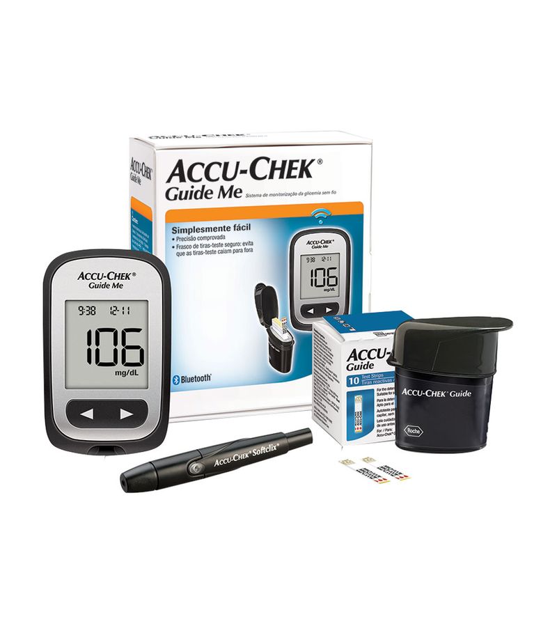 Glicosimetro-Accu-chek-Com-10-Tiras-Guide-Me