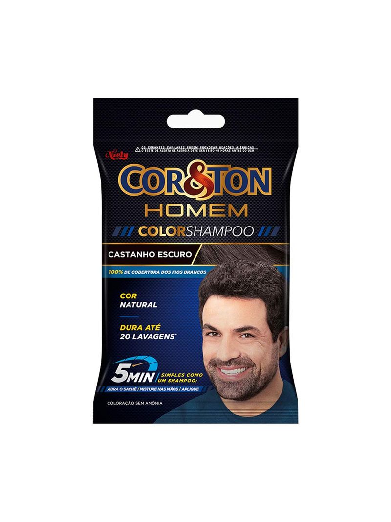 Shampoo-Cor<->-<->ton-Color-Homem-3.0-Castanho-Escuro