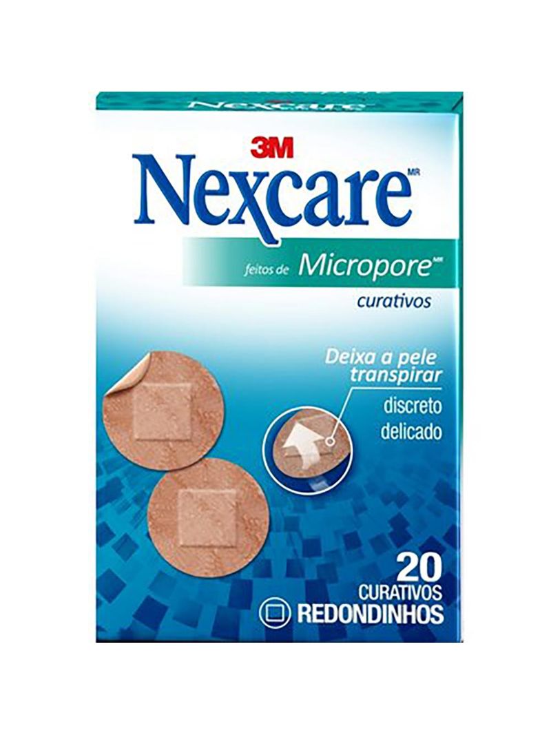 Curativos-3m-Nexcare-Micropore-Redondo-Com-20-Unidades