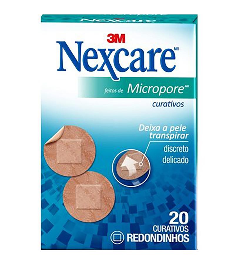Curativos-3m-Nexcare-Micropore-Redondo-Com-20-Unidades