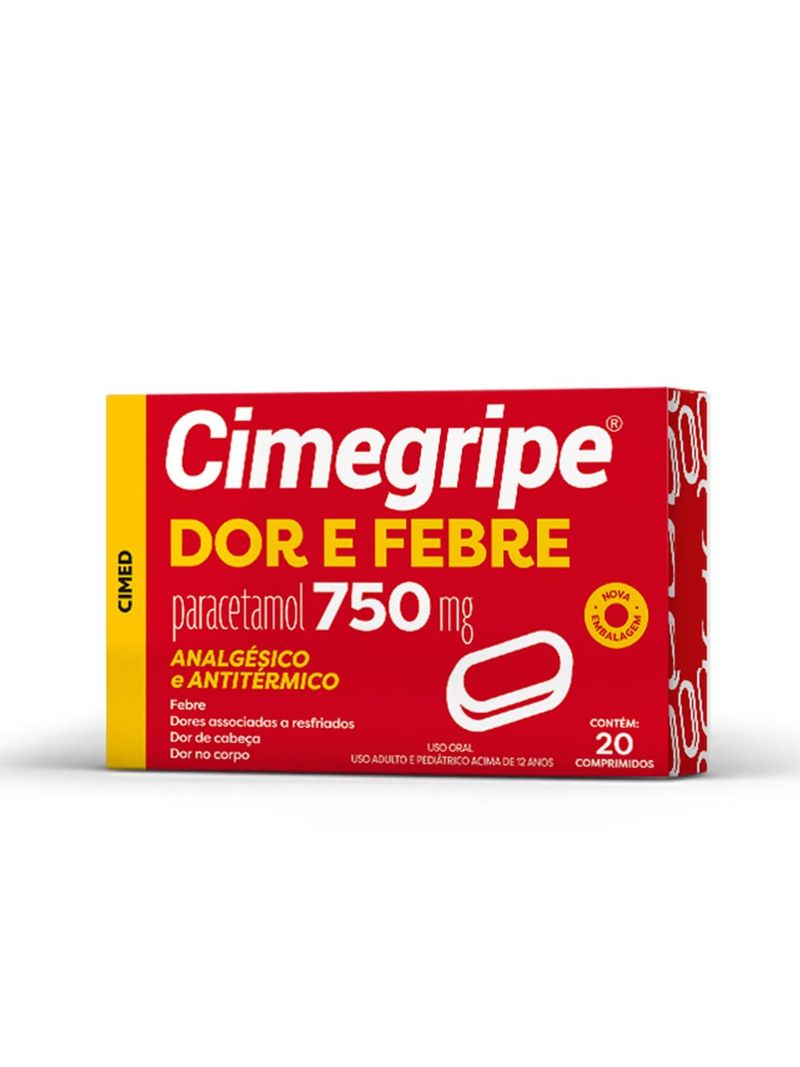 Cimegripe Dor E Febre 750mg Com 20 Comprimidos Revestidos