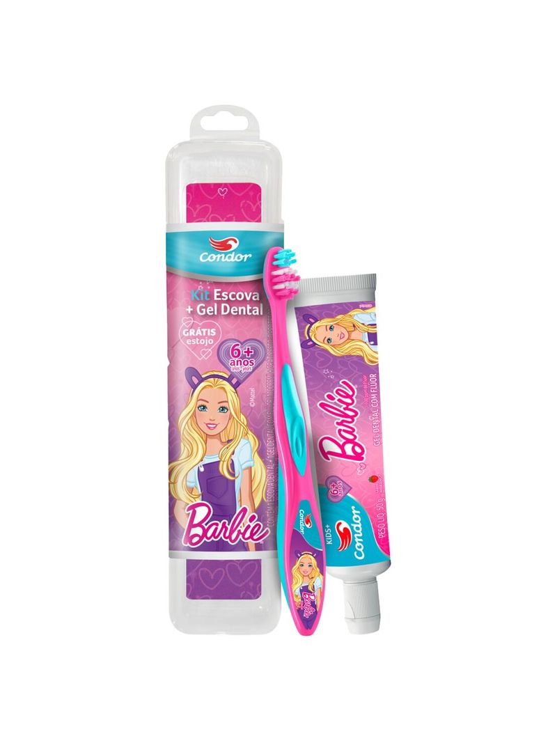 Escova---Gel-Dental-Condor-Barbie-Kids--Gratis-Estojo-Especial