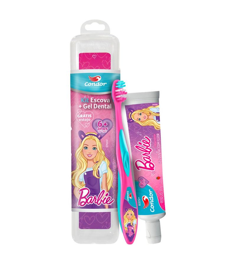 Escova---Gel-Dental-Condor-Barbie-Kids--Gratis-Estojo-Especial