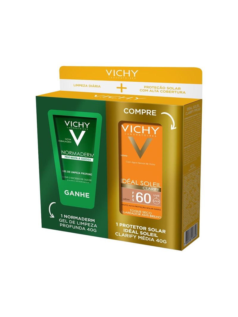 Vichy-Soleil-Protetor-Solar-40g-Fps60-Cor-Media----Gel-Para-Limpeza--Normaderm-40gr-Especial