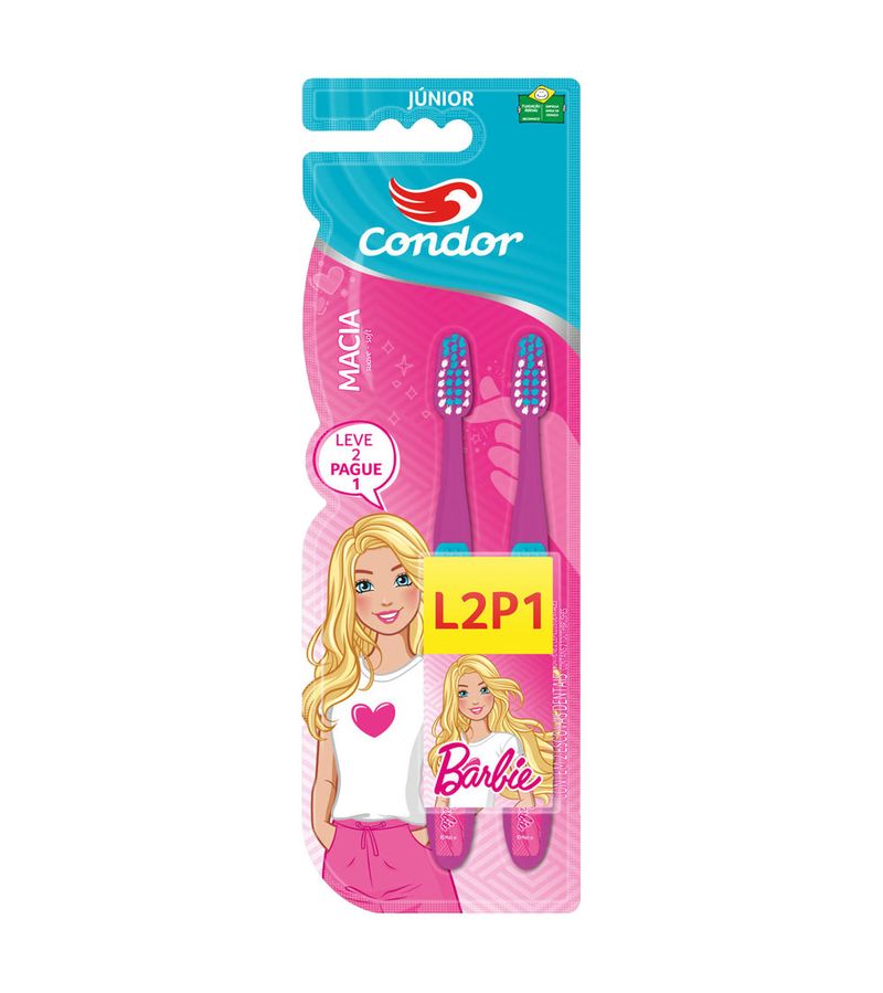 Escova-Dental-Condor-Barbie-Junior-Leve-2-Pague-1-Macia-Especial