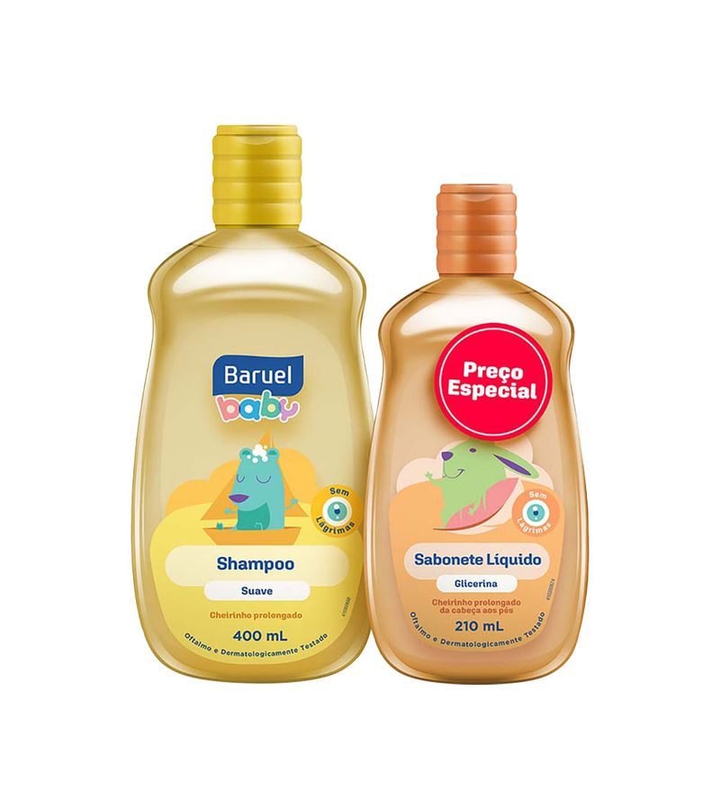 Shampoo-Baruel-Baby-400ml-Suave---Sabonete-Liquido-Glicerina-210ml--Especial