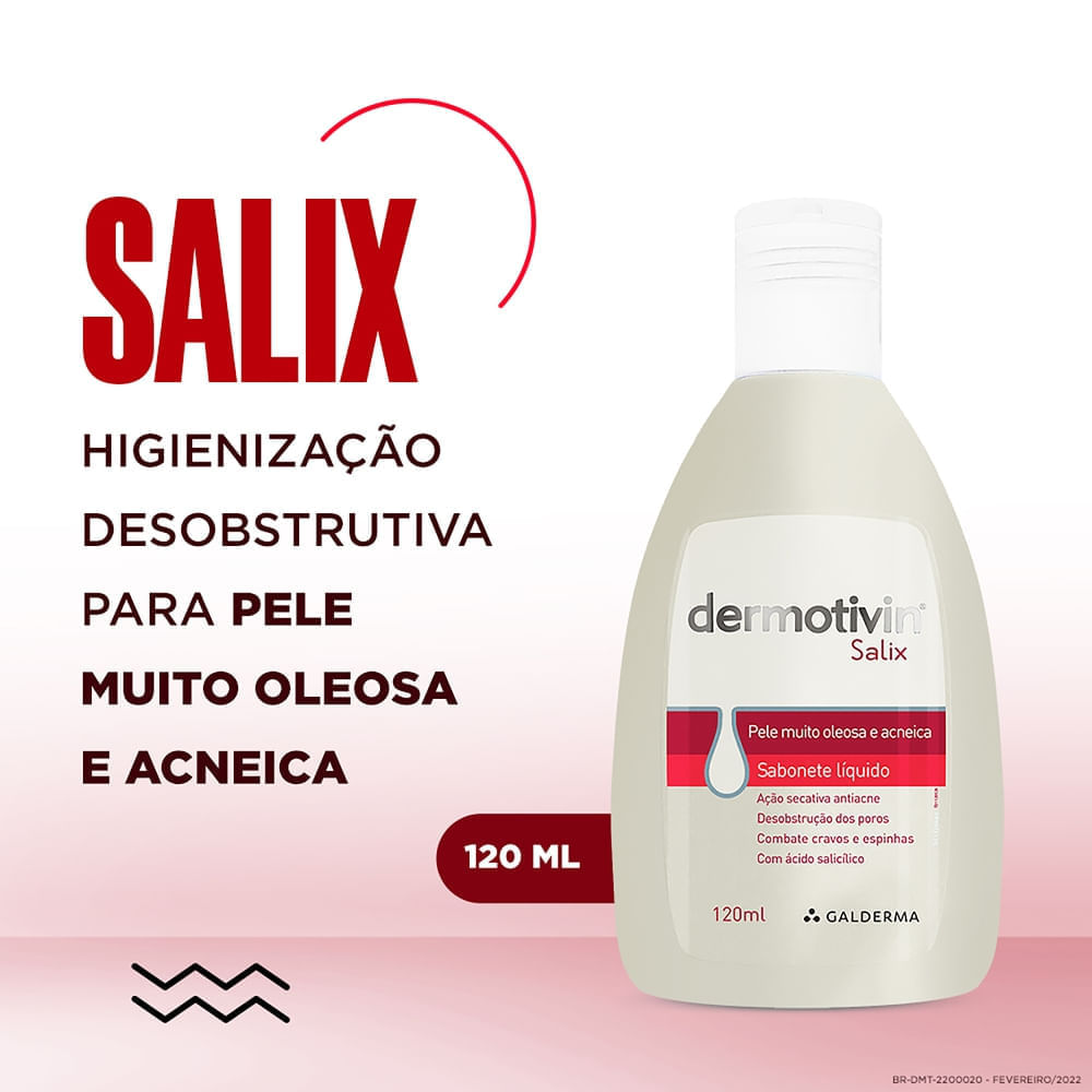 SABONETE COM ÁCIDO SALICÍLICO DERMOTIVIN SALIX 120ML PELE MUITO OLEOSA ...