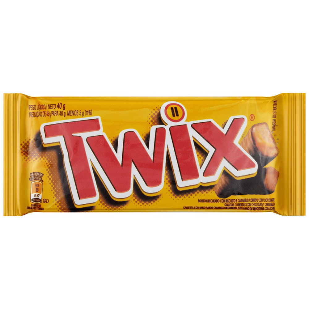TWIX CHOCOLATE COM 1 UNIDADE 40 GRAMAS SABOR CHOCOLATE - Preço Popular