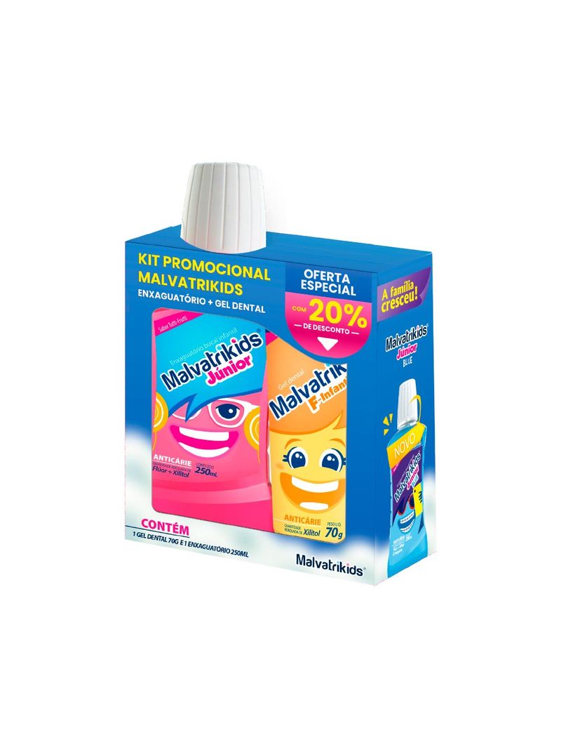 Creme-Dental---Enxaguante-Malvatrikids-Bucal-70gr-F-Infantil---250ml--Junior-Promocional