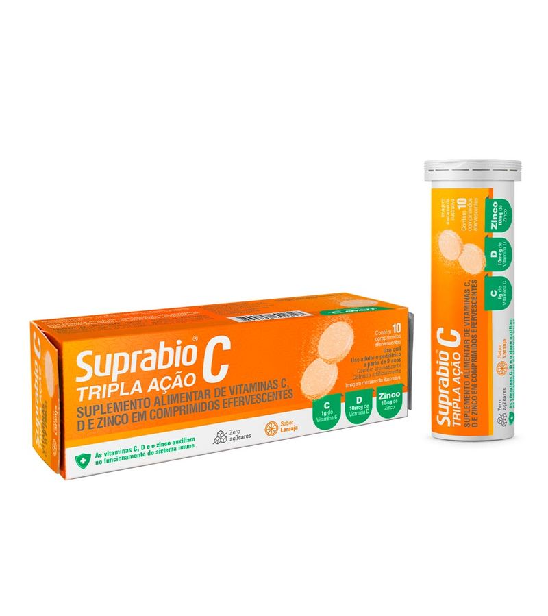 Suprabio-C-Tripla-Acao-Com-10-Comprimidos-Efervescentes-1g-Laranja