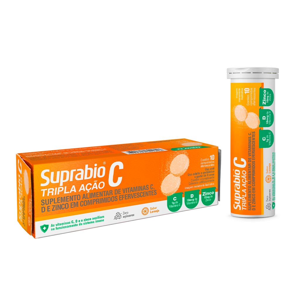 SUPLEMENTO ALIMENTAR SUPRABIO C TRIPLA ACAO LARANJA 10 COMPRIMIDOS ...