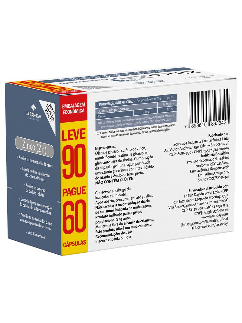 Zinco-Zn-Concentrado-Lasanday-Leve-90-Pague-60-Capsulas-30mg-Especial