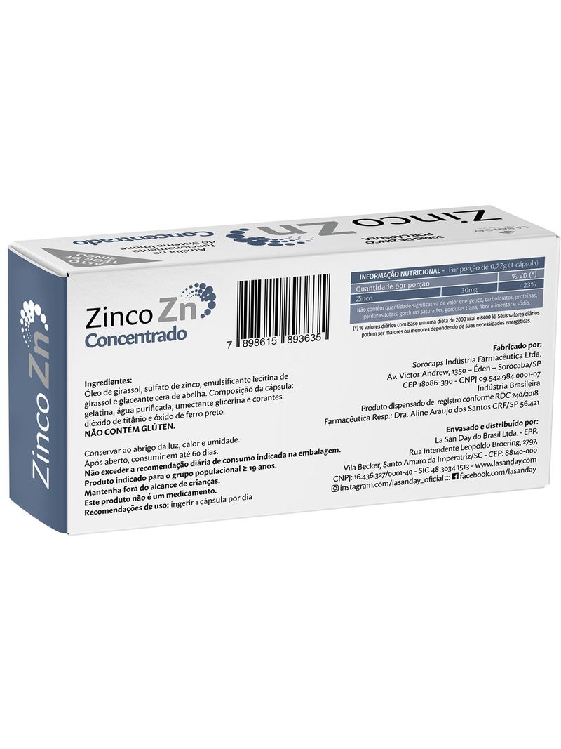 Zinco-Zn-Concentrado-Lasanday-Com-30-Capsulas-30mg