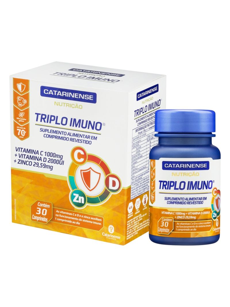 Triplo-Imuno--vitamina-C-Vitamina-D-E-Zinco---30-Comprimidos--Catarinense-Nutricao