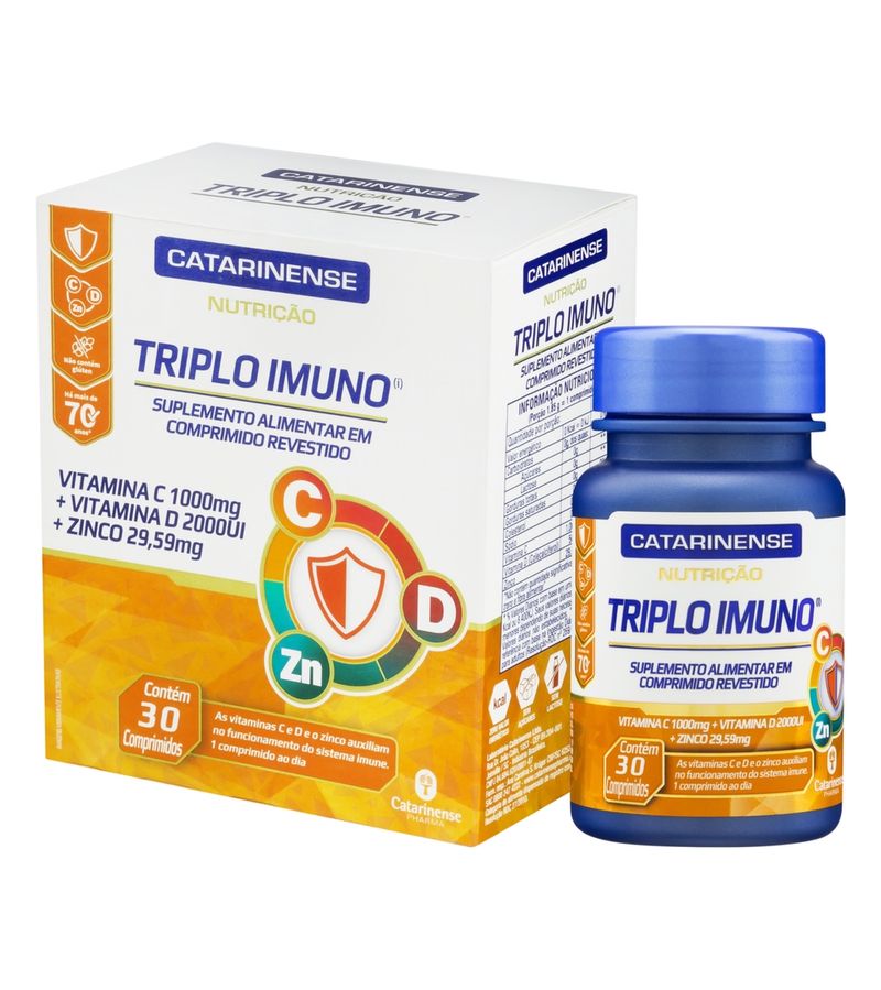 Triplo-Imuno--vitamina-C-Vitamina-D-E-Zinco---30-Comprimidos--Catarinense-Nutricao