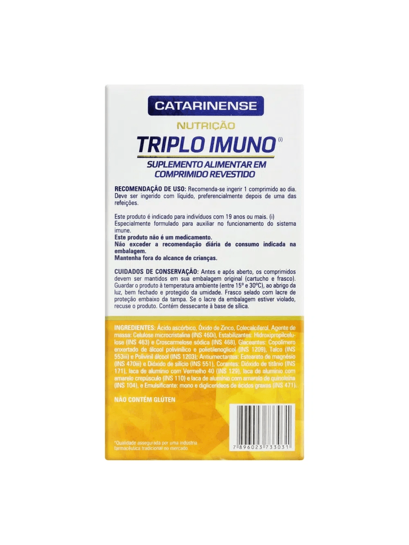 Triplo-Imuno--vitamina-C-Vitamina-D-E-Zinco---30-Comprimidos--Catarinense-Nutricao