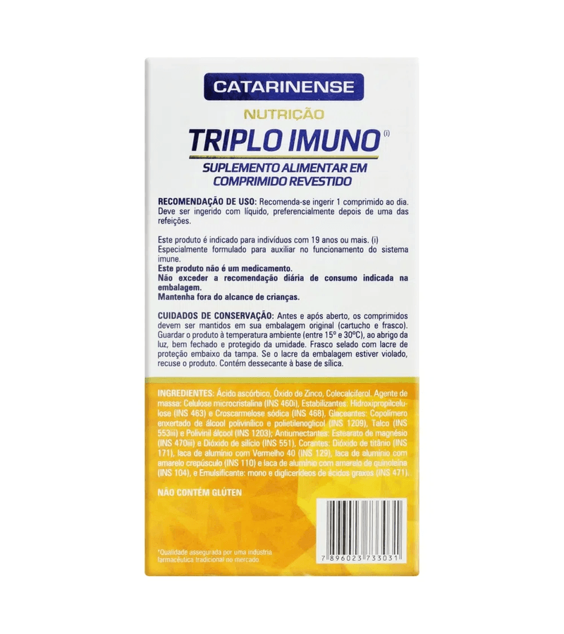 Triplo-Imuno--vitamina-C-Vitamina-D-E-Zinco---30-Comprimidos--Catarinense-Nutricao