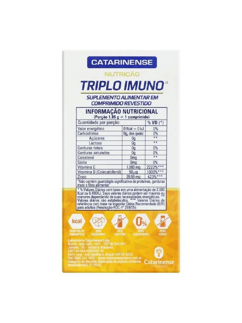 Triplo-Imuno--vitamina-C-Vitamina-D-E-Zinco---30-Comprimidos--Catarinense-Nutricao