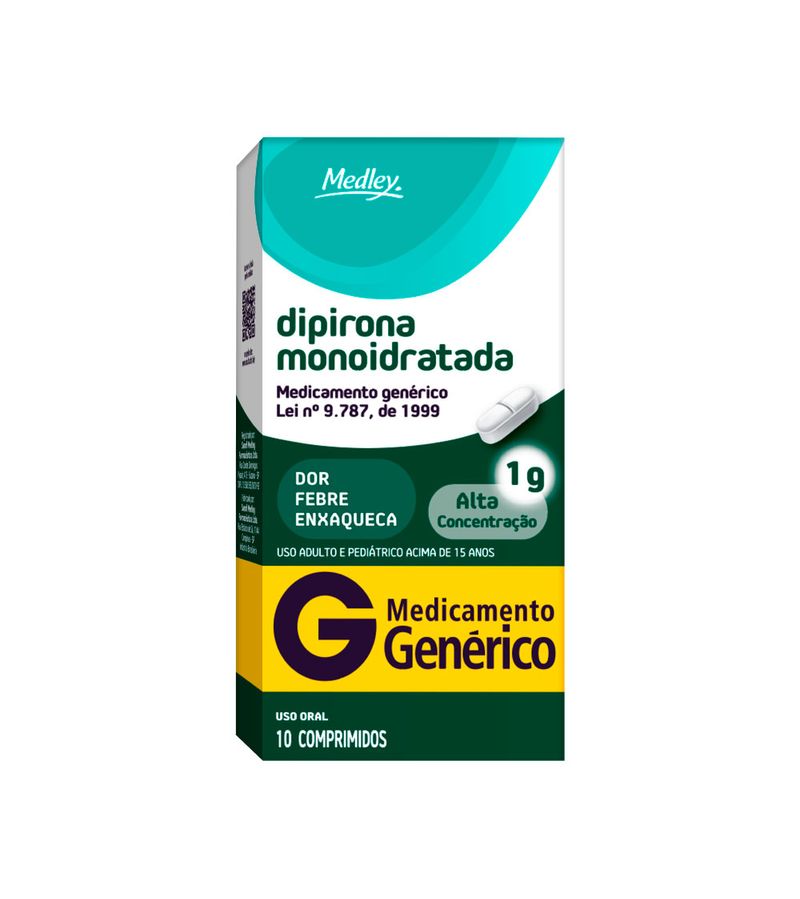 Dipirona Medley Com 10 Comprimidos 1g Generico - Preço Popular