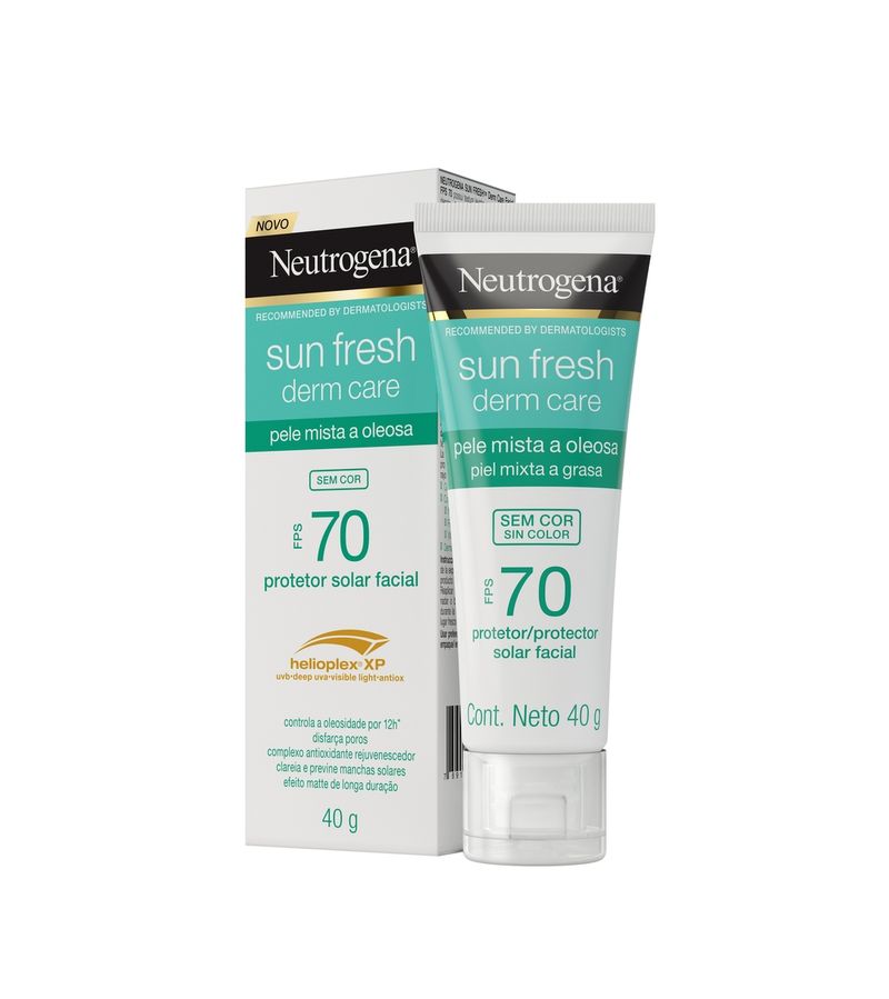 Protetor-Solar-Facial-Neutrogena-Sun-Fresh-Derm-Care-Fps70-40g-Sem-Cor--Pele-Mista-A-Oleosa