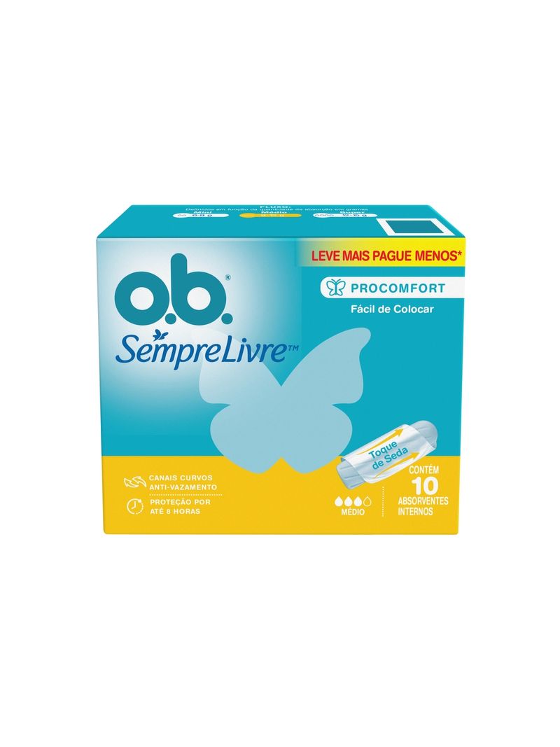 Absorvente-O.b.-Interno-Medio-Leve-10-Pague-8-Unidades