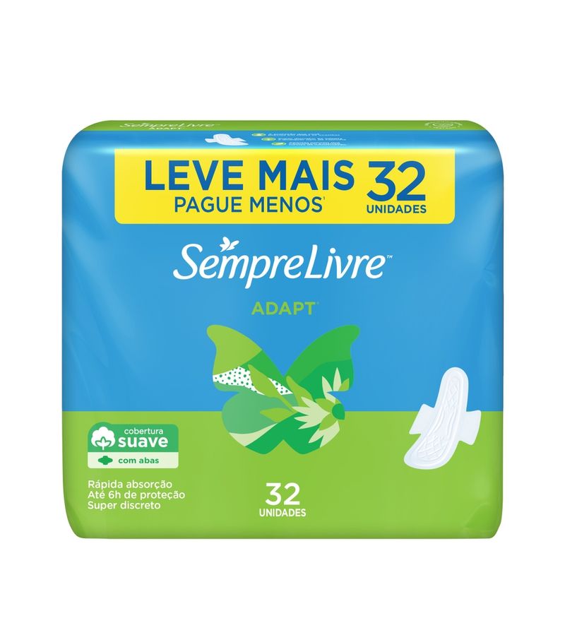 Absorvente-Sempre-Livre-Adapt-Com-32-Leve---Pague---Suave-Com-Abas--Especial