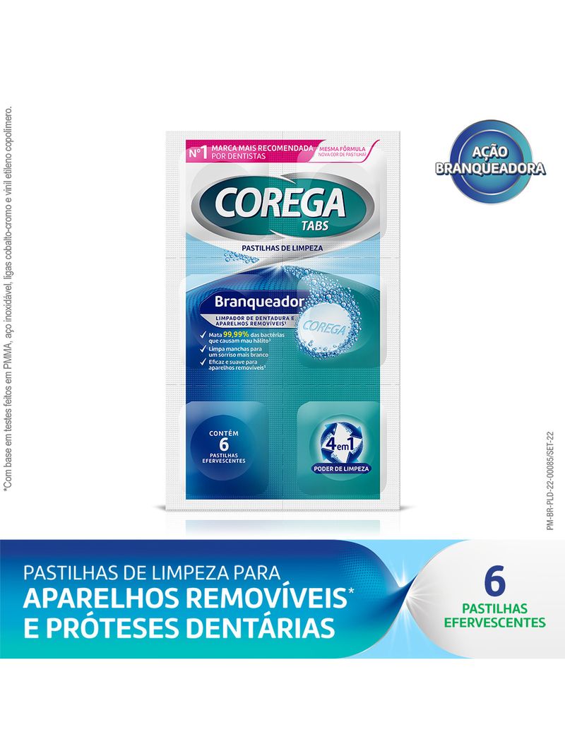 Limpador-De-Dentadura-E-Aparelhos-Removiveis-Corega-Tabs-Com-6-Pastilhas--Efervescentes-Branqueador