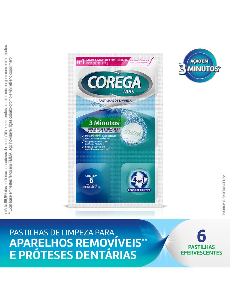 Limpador-De-Dentatura-E-Aparelhos-Removiveis-Corega-Tabs-Com-6-Pastilhas--Efervescentes-3-Minutos